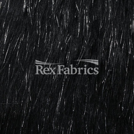 Metallic Fuzz Acrylic Poly Blend Fabric - Black or White, Faux Fur Texture, 61" Width (1 Yard)