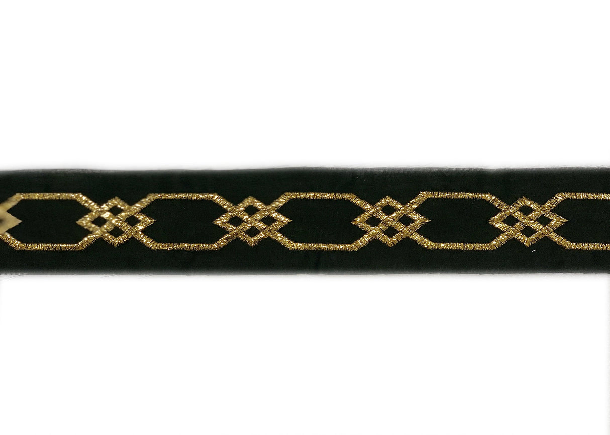 Metallic Trim Black Gold Diamond 2.25"