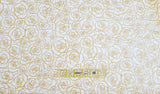 Quilting Cotton Metallic Gold Roses 100% Cotton