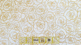 Quilting Cotton Metallic Gold Roses 100% Cotton