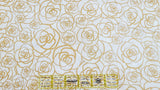 Quilting Cotton Metallic Gold Roses 100% Cotton