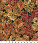 Quilting Cotton Metallic Harvest Mums Fall Theme 100% Cotton