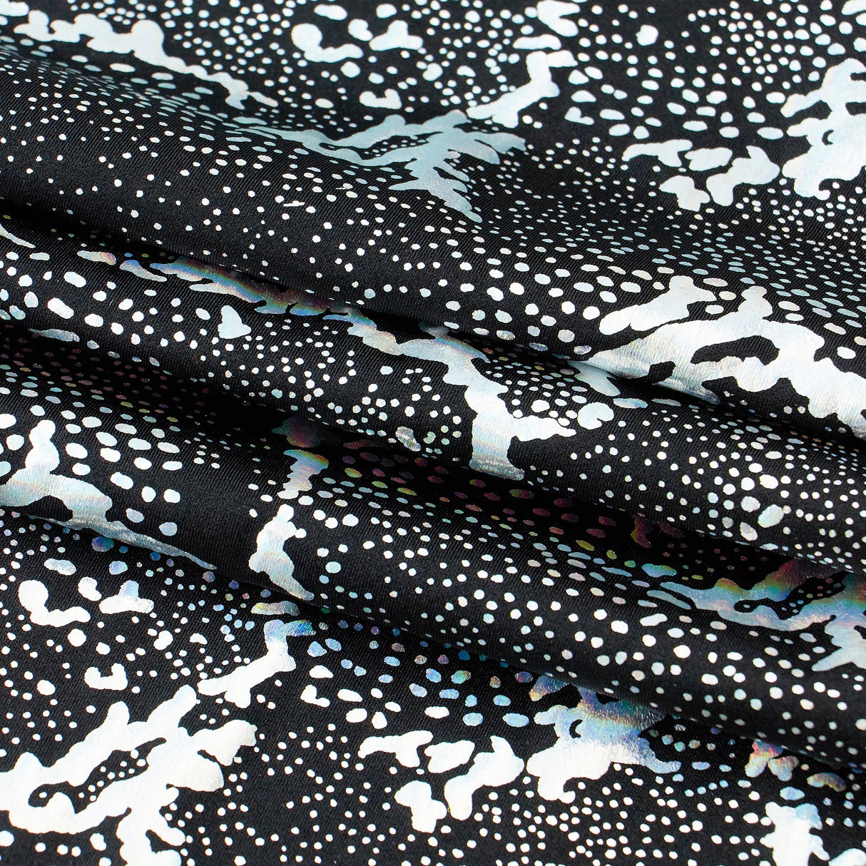 Metallic Reef Hologram Nylon Spandex Fabric - Black Multi, 56" Width, 4-Way Stretch (1 Yard)
