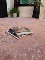 Rose Pink With Silver Metallic Shimmery Design Faux Rabbit Touch Rug - Faux Fur Rug, Rose Silver Scattered, 7'6" X 10'3" (1 Unit)