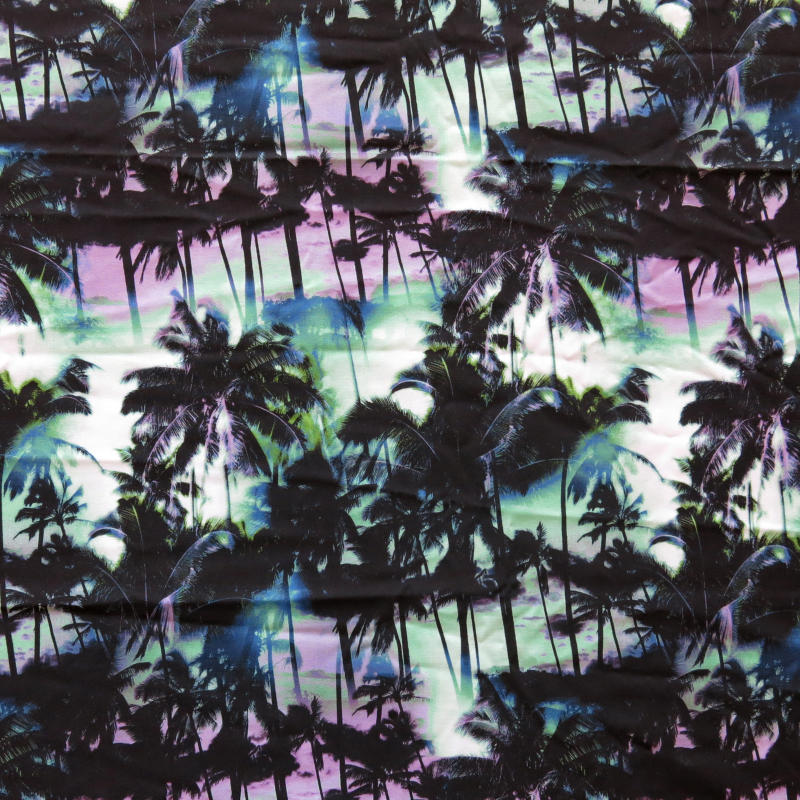 Stretch Woven Boardshort Fabric Miami Nights Flow Black UPF 50+