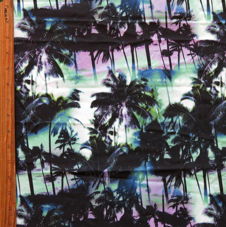Stretch Woven Boardshort Fabric Miami Nights Flow Black UPF 50+