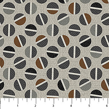 Cotton Flannel Fabric Mid Gray Multi Circle Toss