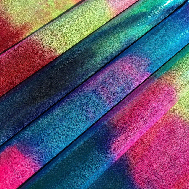 Midnight Blue Tie Dyed Foiled Nylon Spandex Fabric - Tie Dyed Foil, 58" Width, 2-Way Stretch (1 Yard)