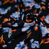 Printed Spandex Fabric Midnight Floral Garden