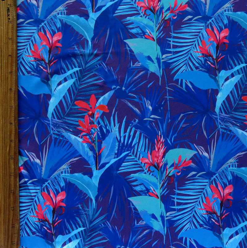 Swim Knit Nylon Spandex Midnight Tropical Print 4-Way Stretch UPF 50+