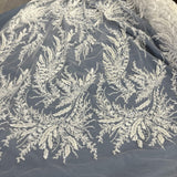 Embroidered Beaded Vine Leaf Lace