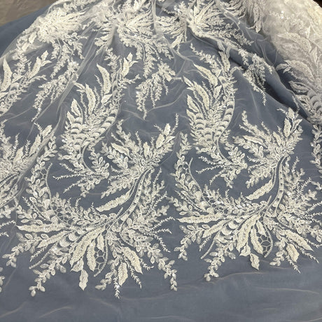 Embroidered Beaded Vine Leaf Lace