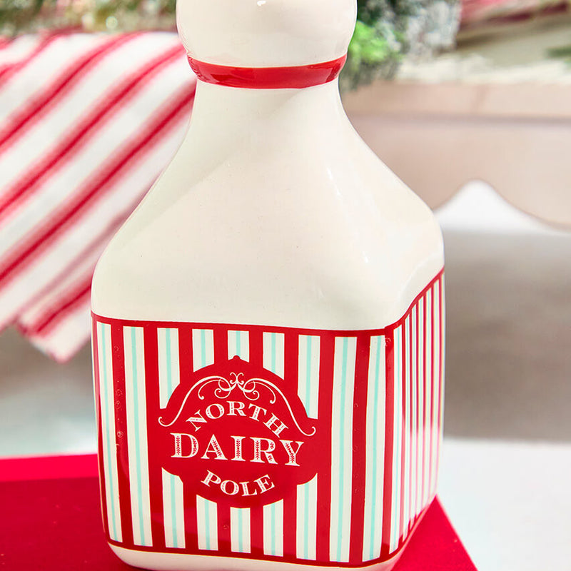 6 Inch Ceramic Milk Jar “North Pole Dairy” Decorative Holiday Container
