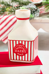 6 Inch Ceramic Milk Jar “North Pole Dairy” Decorative Holiday Container