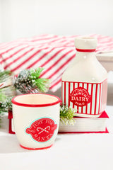 6 Inch Ceramic Milk Jar “North Pole Dairy” Decorative Holiday Container