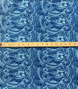 Mini Hibiscus Flowers Traditional Polynesian Tattoo Polyester Fabric - Blue, Tan, Purple, Pink, 60" Width (1 Yard)