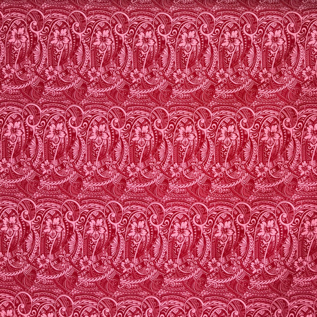 Mini Hibiscus Flowers Traditional Polynesian Tattoo Polyester Fabric - Blue, Tan, Purple, Pink, 60" Width (1 Yard)