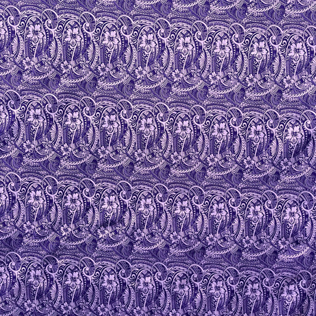 Mini Hibiscus Flowers Traditional Polynesian Tattoo Polyester Fabric - Blue, Tan, Purple, Pink, 60" Width (1 Yard)