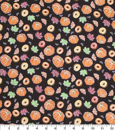 Quilting Cotton Mini Pumpkins and Donuts Harvest Fabric