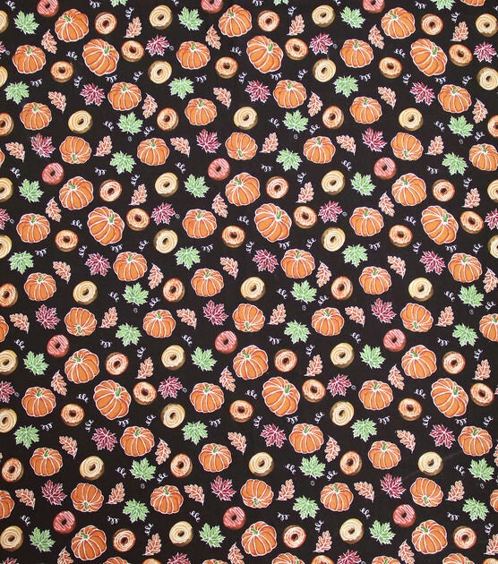 Quilting Cotton Mini Pumpkins and Donuts Harvest Fabric