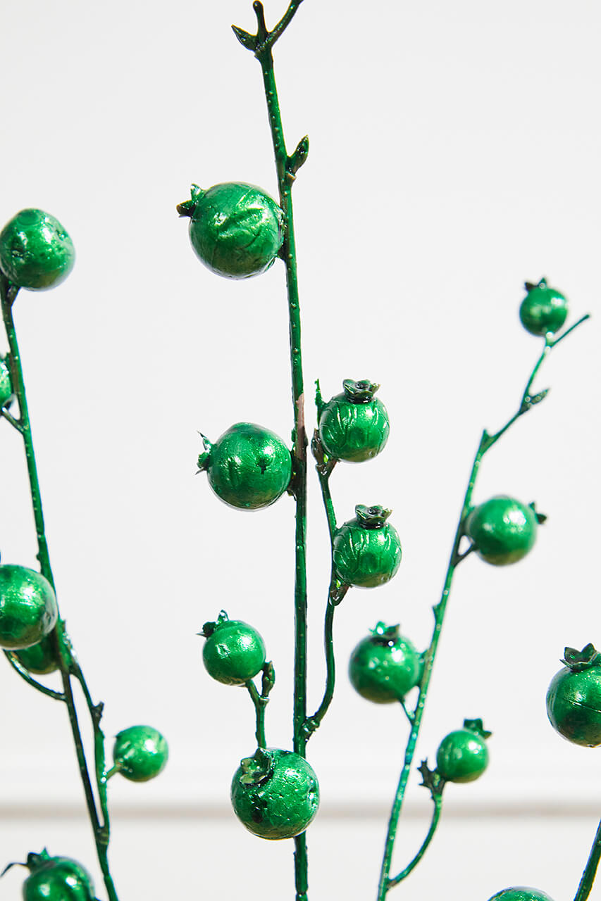30” Metallic Mini Pomegranate Spray - Emerald