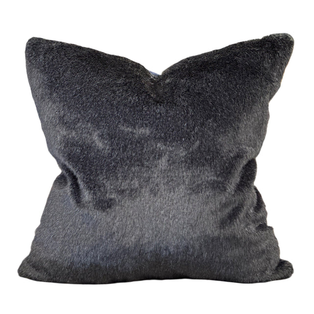 Soft Luxury Faux Mink Pillow Faux Fur Fabric - Black, 20" X 20" (1 Pillow)