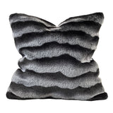 Soft Luxury Faux Mink Pillow - Faux Mink Fabric, Black Stripe, 20" X 20" (1 Pillow)
