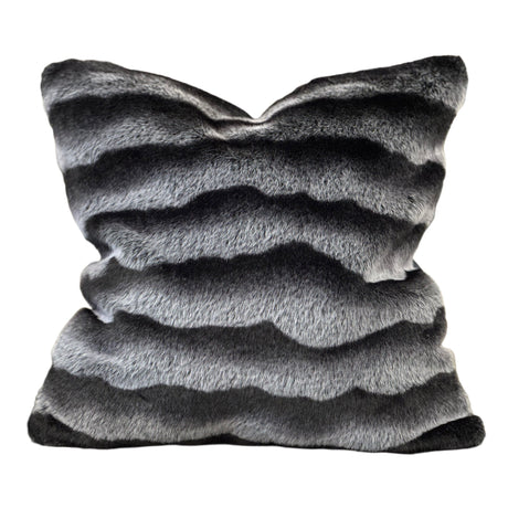 Soft Luxury Faux Mink Pillow - Faux Mink Fabric, Black Stripe, 20" X 20" (1 Pillow)