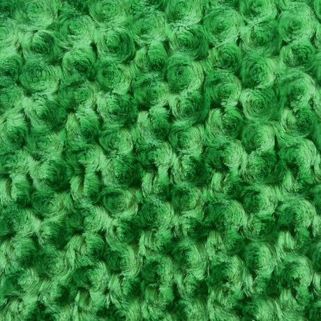 Green Minky Rosebud Fabric,