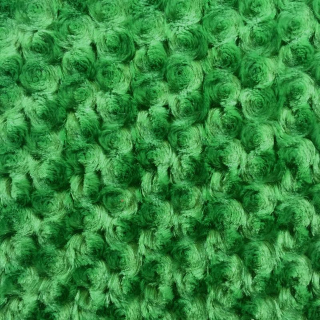 Green Minky Rosebud Fabric,