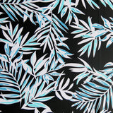 Swim Knit Nylon Spandex Mint and Aqua Green Foliage on Black
