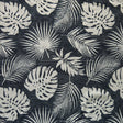 Stretch Woven Boardshort Fabric Mint Hawaiian Foliage on Charcoal