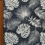 Stretch Woven Boardshort Fabric Mint Hawaiian Foliage on Charcoal