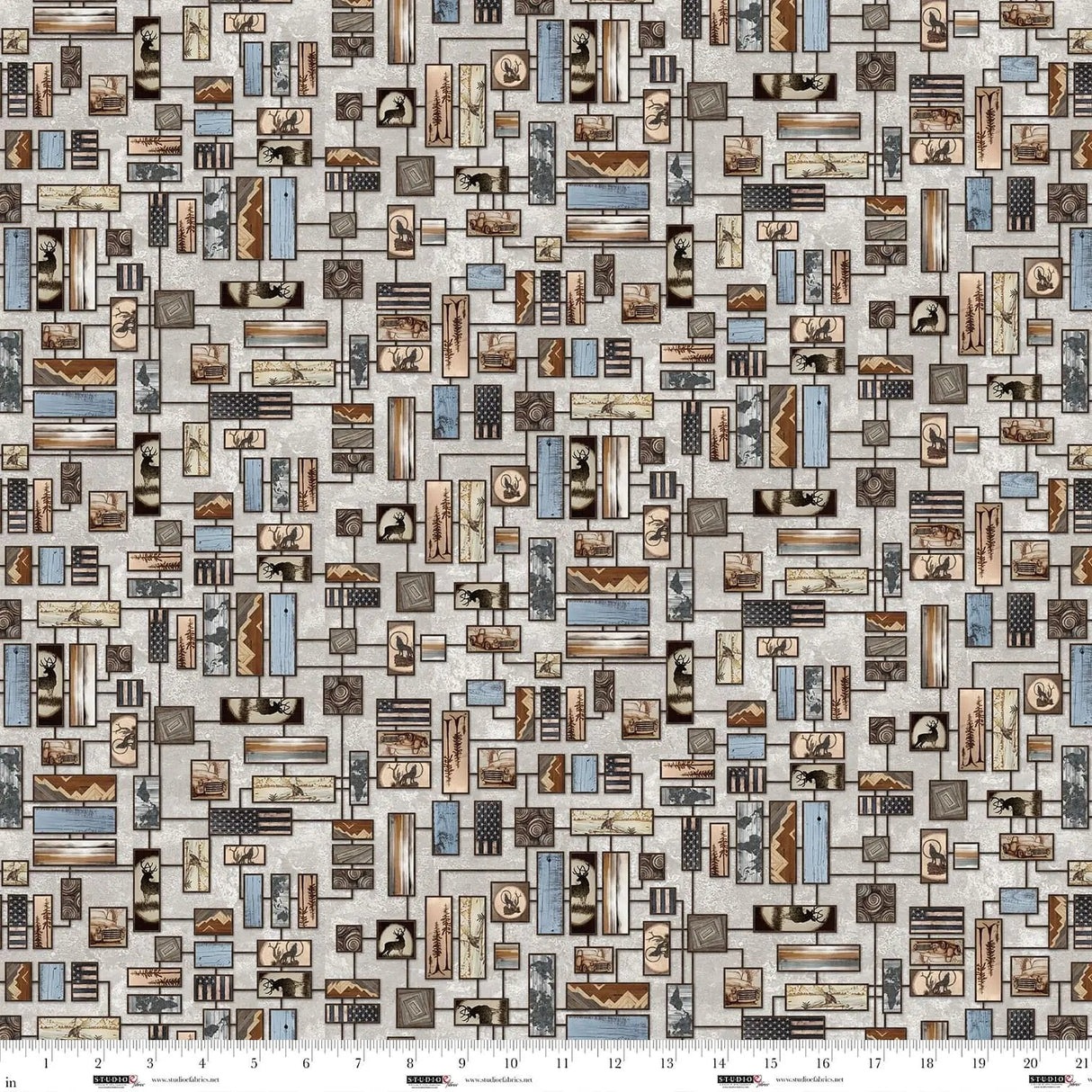 Cotton Print Mist Wood Burn Art Wall Fabric 44/45"