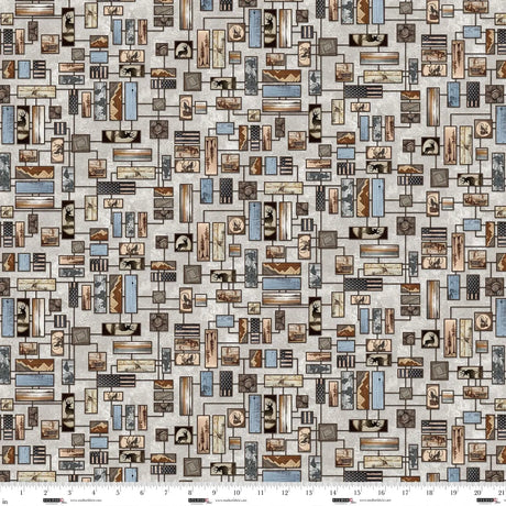Cotton Print Mist Wood Burn Art Wall Fabric 44/45"