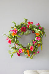 24 Inch Mixed Gerbera Wreath Decorative Spring Summer Floral Door Wall Wreath