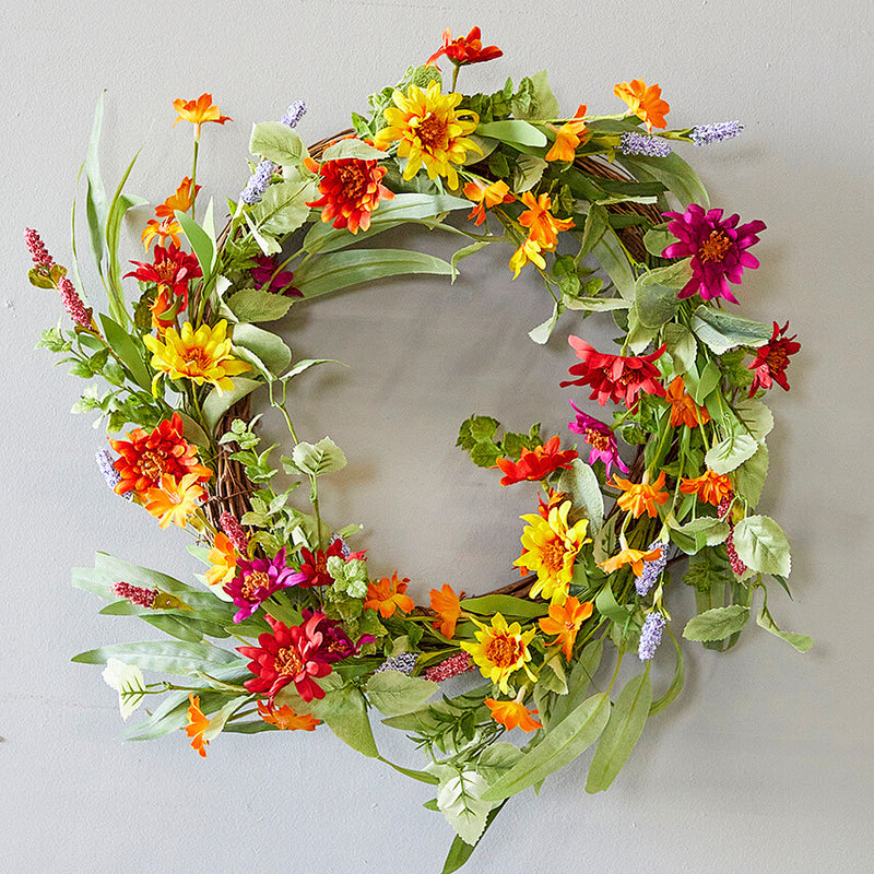 24 InchMixed Daisy Wreath Decorative Spring Summer Floral Door Wall Wreath