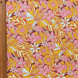 Swim Knit Nylon Spandex Mod Golden Floral 4-Way Stretch