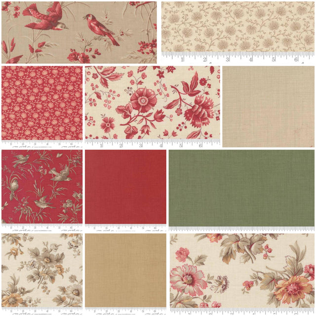 Fat Quarter Bundle Moda French General Curated 11 pcs 100% Cotton
