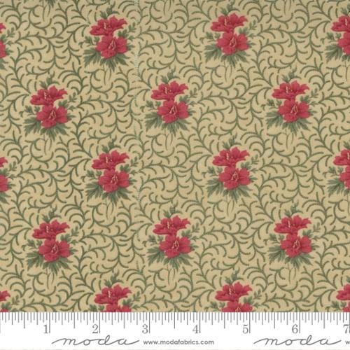 Quilting Cotton Poinsettia Plaza Sage Christmas Moda