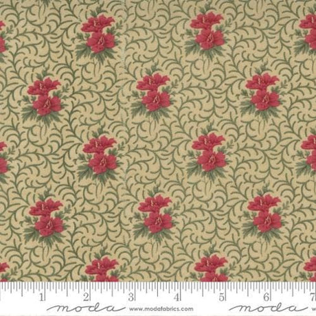 Quilting Cotton Poinsettia Plaza Sage Christmas Moda