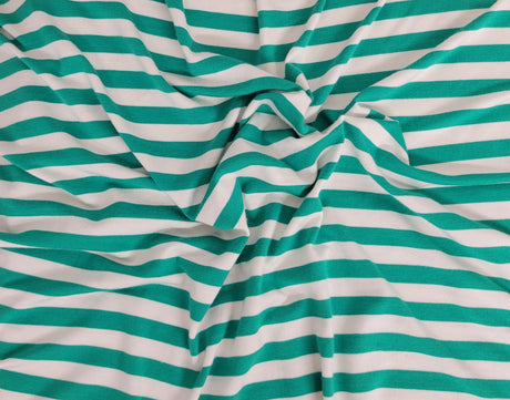 Modal Spandex Jersey Green White Stripe