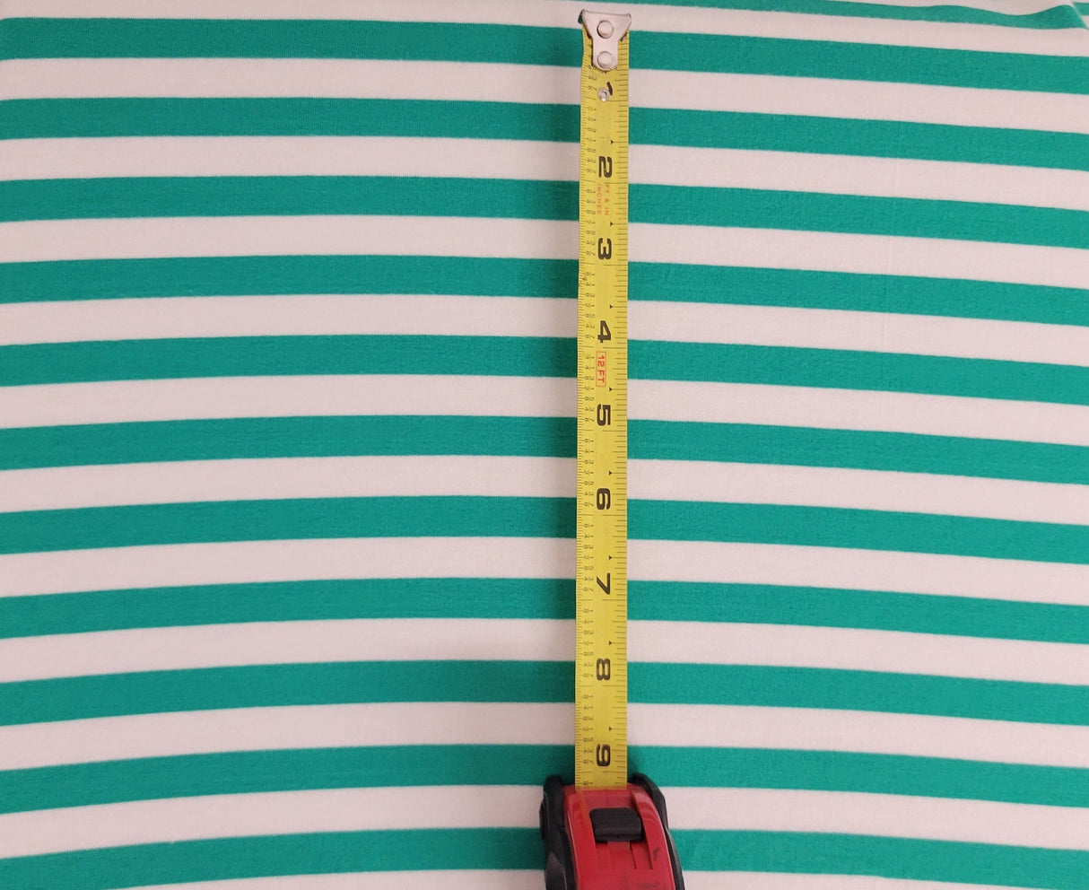 Modal Spandex Jersey Green White Stripe