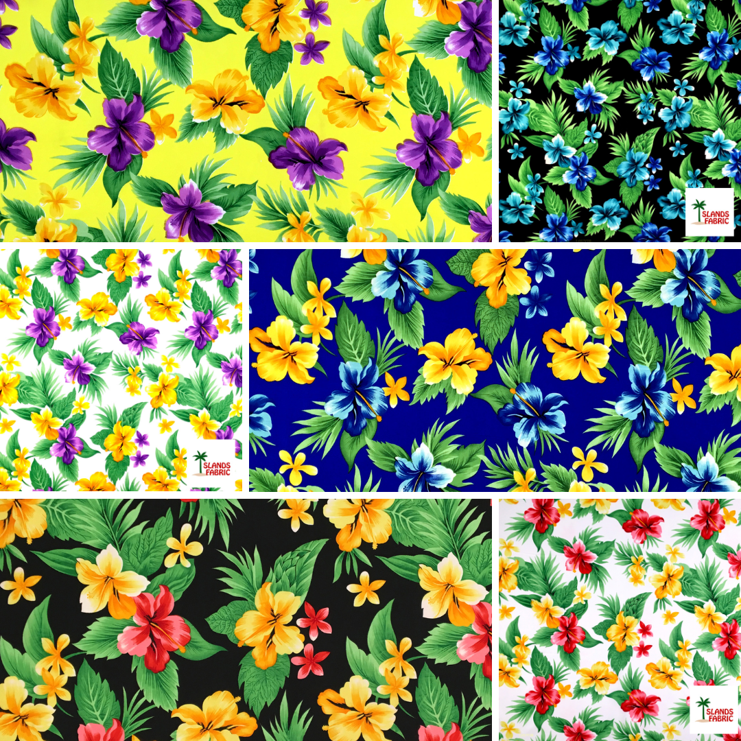 Peachskin Polyester Tropical Clusters Fabric