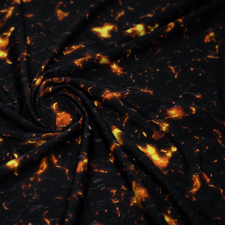 Molten Magma Printed Spandex Fabric - Blue, Magma Print, 55/56" Width (1 Yard)
