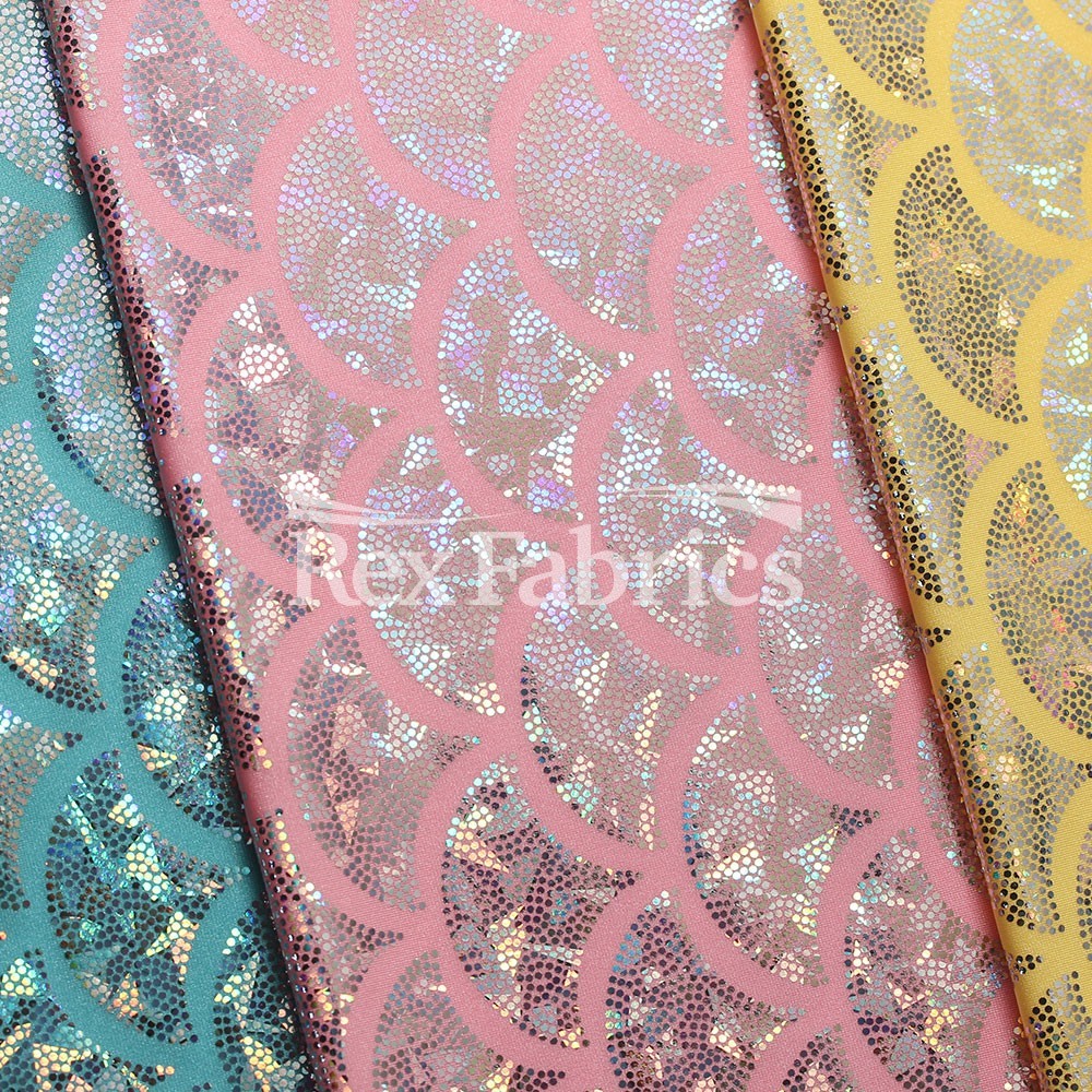 Monster Mermaid Nylon Spandex Fabric - Fish-Scale Hologram, 58-60" Width (1 Yard)