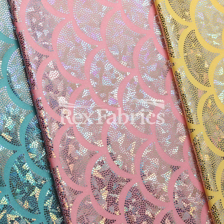 Monster Mermaid Nylon Spandex Fabric - Fish-Scale Hologram, 58-60" Width (1 Yard)