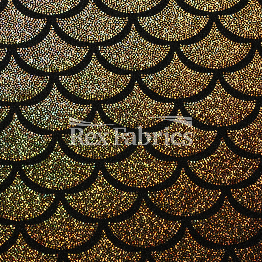 Monster Mermaid Nylon Spandex Fabric - Fish-Scale Hologram, 58-60" Width (1 Yard)