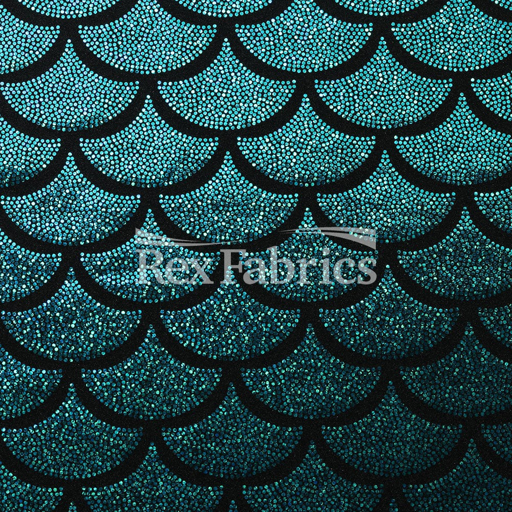 Monster Mermaid Nylon Spandex Fabric - Fish-Scale Hologram, 58-60" Width (1 Yard)
