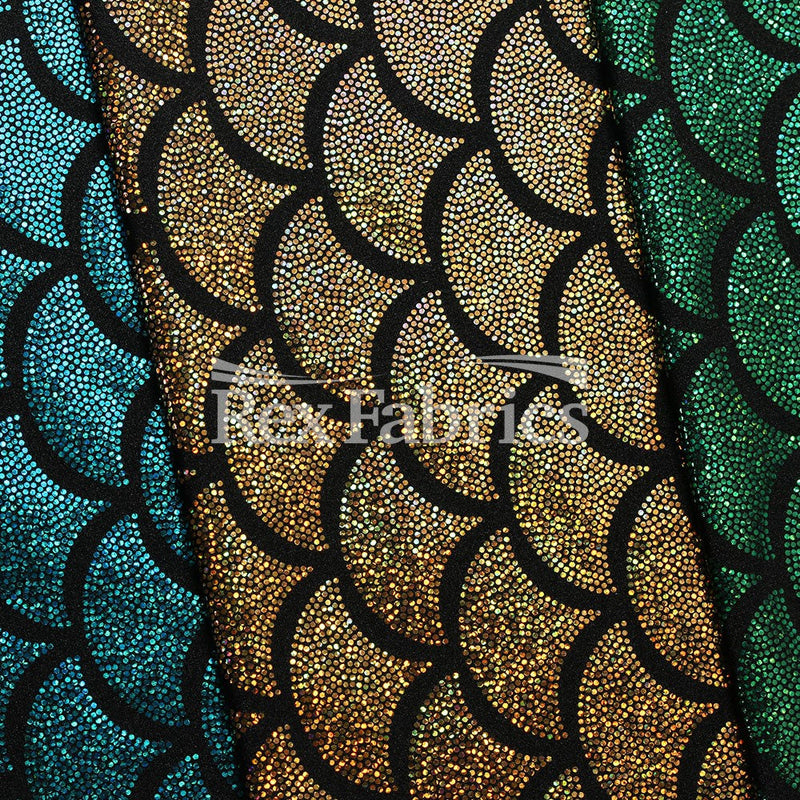 Monster Mermaid Nylon Spandex Fabric - Fish-Scale Hologram, 58-60" Width (1 Yard)